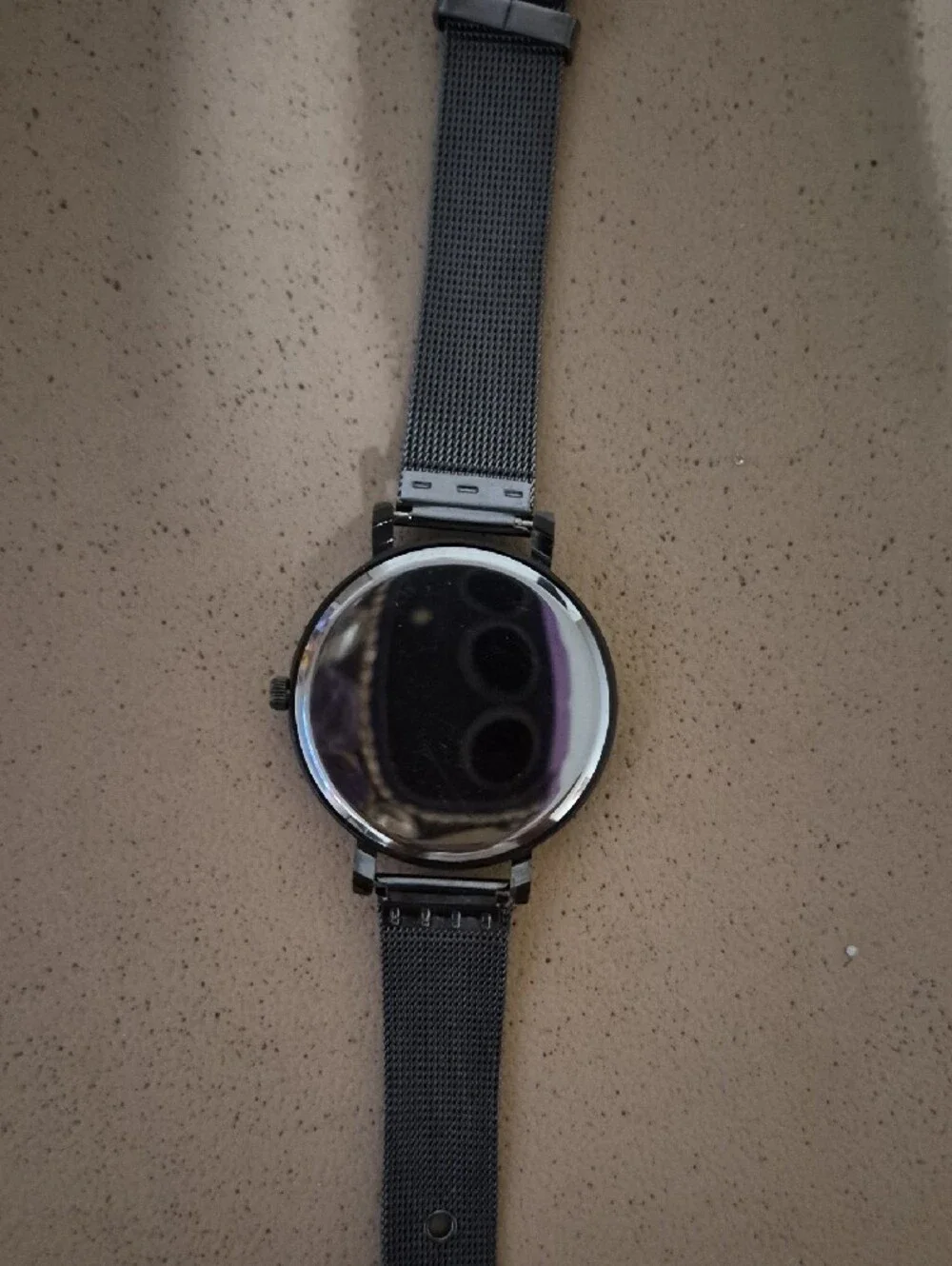 Men's Silver Mesh Band Quartz Watch - White Dial